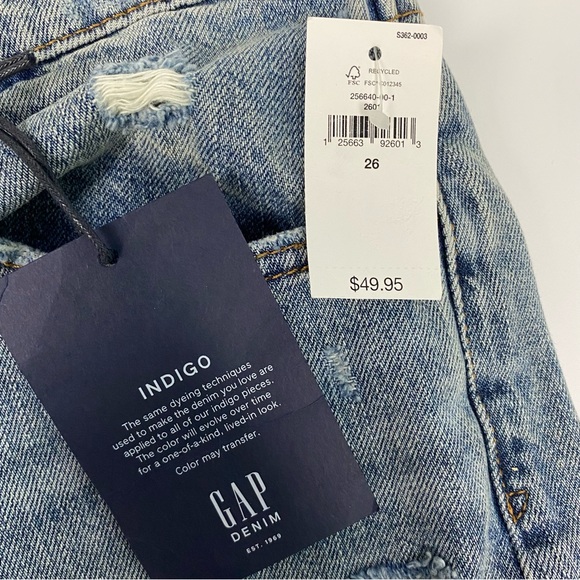 Gap Indigo Destroyed Style Button Down Jean Shorts Women’s 26 High Rise 3” Short - Picture 2 of 7